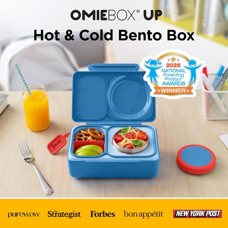 OmieBox UP bento Box for Kids | Insulated Lunch Box | Leak Proof Vacuum Insulated Thermal Food jar | Cooler ice Pack | 2 Compartments (Cosmic Blue) - Image 2